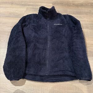 Eddie Bauer Women’s Navy Fleece Zip-Up Fuzzy Jacket